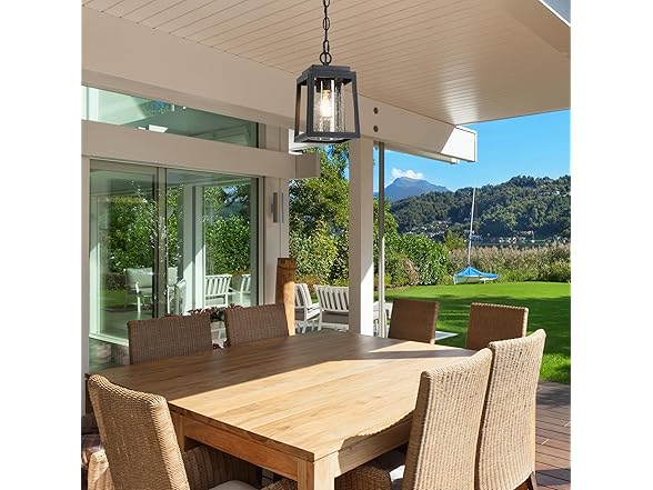 GEPOW Black Outdoor Pendant Light