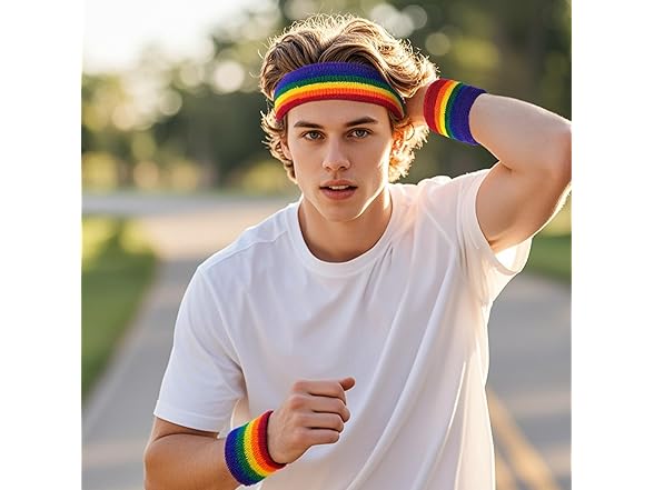 HFZRZFH Rainbow Sweatband Set, 3-Piece