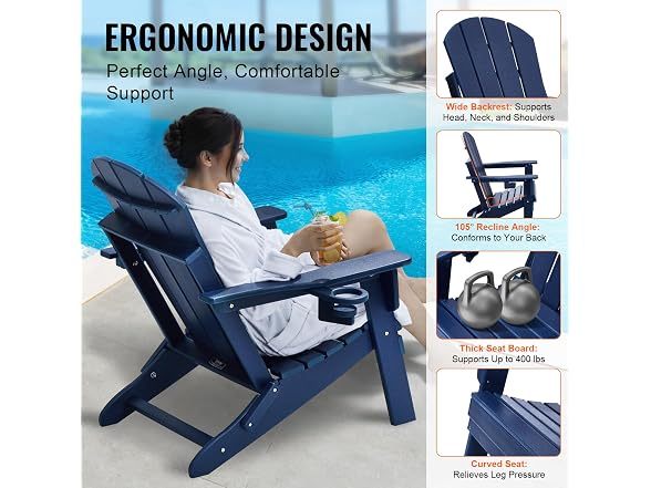 Adirondack Chair Plastic, Set of 2 All-Weather
