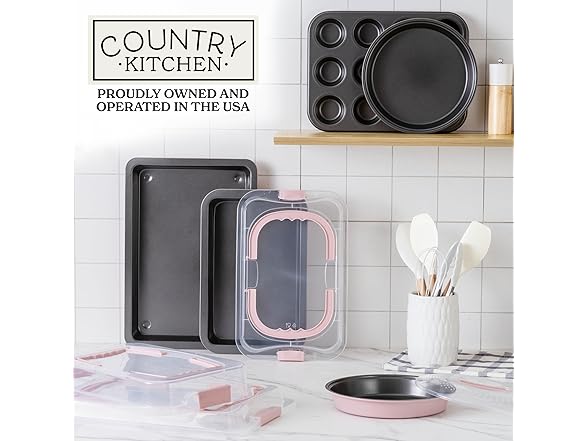 10 Pc Nonstick Baking Pans Set Pink