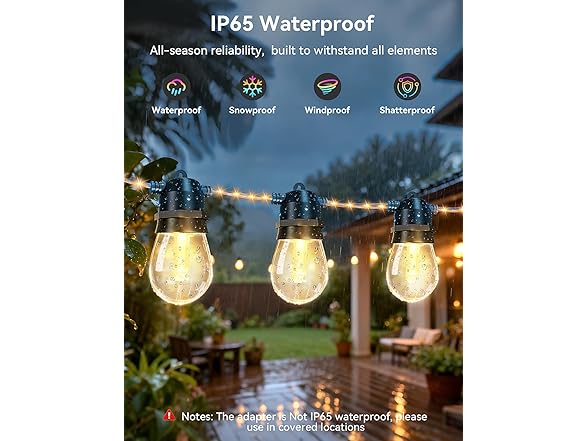 Brightever LED Outdoor String Lights 48FT