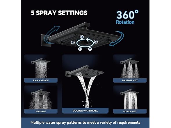 ELLO&ALLO ELLO&ALLO Matte Black Bathroom Shower Faucet S