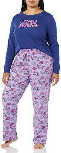 Amazon Essentials Disney | Marvel | Star Wars Women's Flannel Pajama Sleep Sets, Star Wars Logo Leia - Womens, X-Small