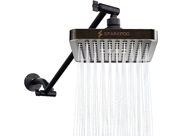 6" Square Rain Shower Head & Arm