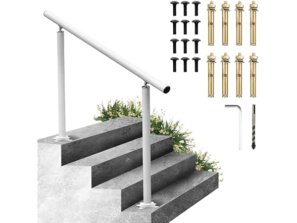 Outdoor Stair Railing Kit, 4 FT Handrails 1-4