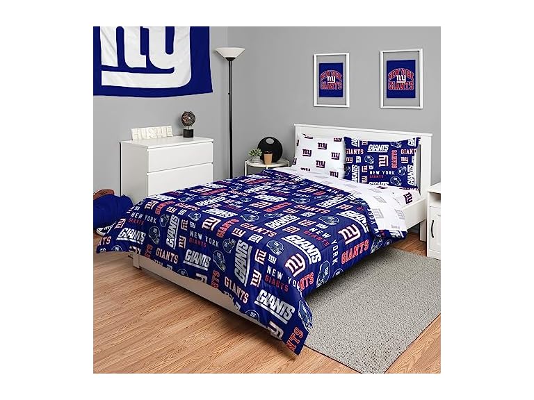 FOCO New York Giants NFL Team Color Bed In a Bag Comforter Bedding 5 Piece Full Set