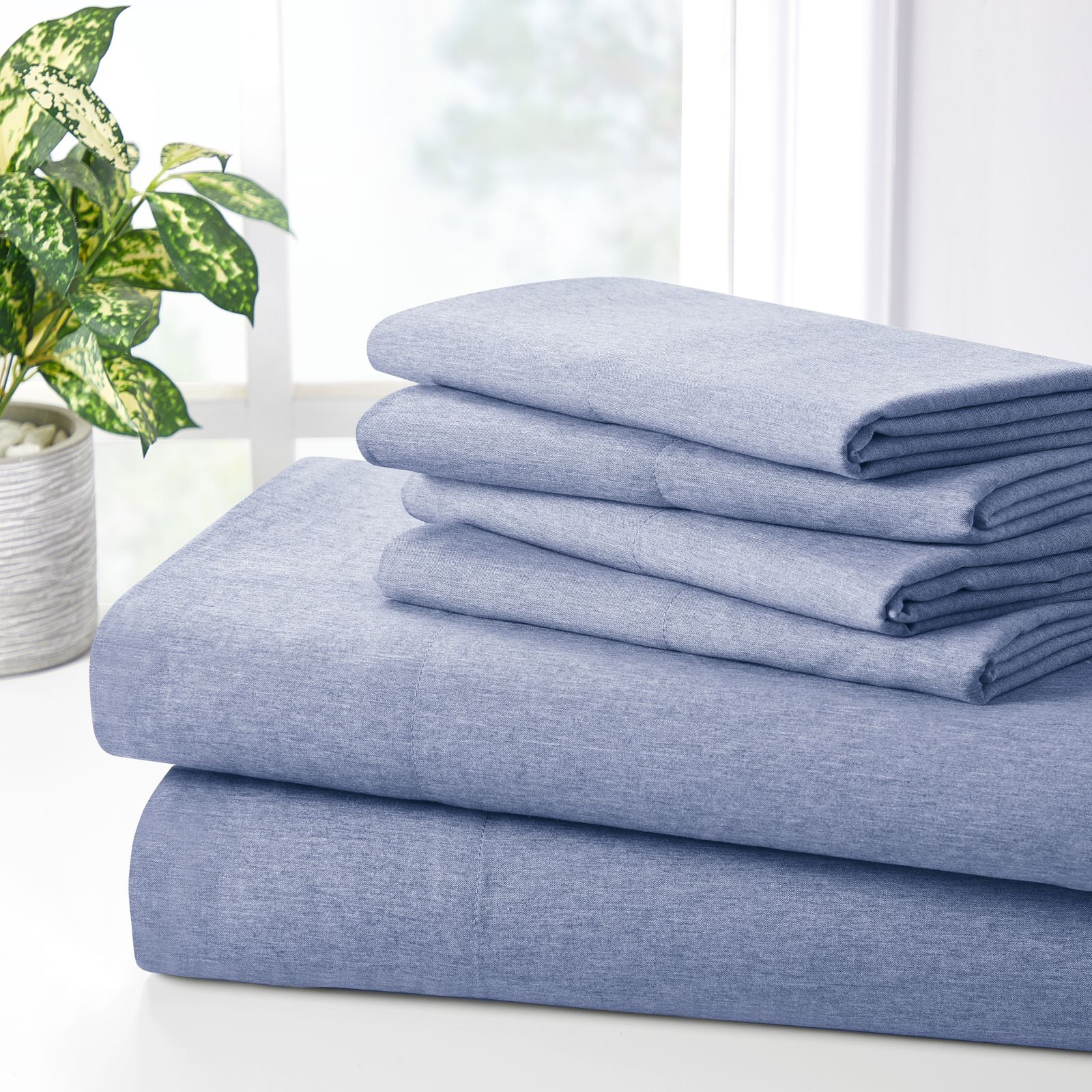 Rayon From Bamboo 2000 Count 6 Pc Chambray Sheet Set - Gallery 9
