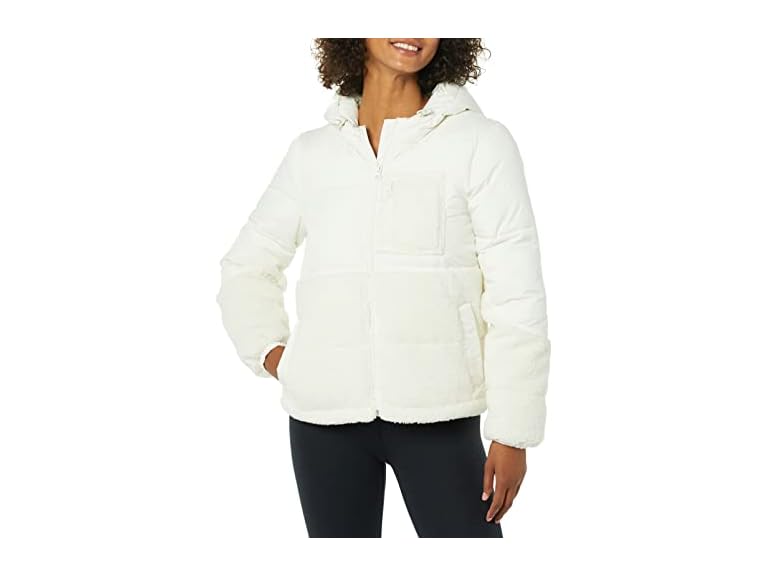 Amazon Essentials Womens Full Zip Sherpa Fleece Hooded Puffer Jacket