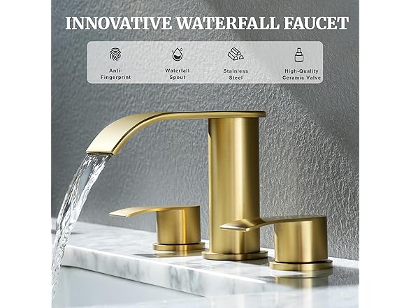 8" Gold Waterfall Sink Faucet