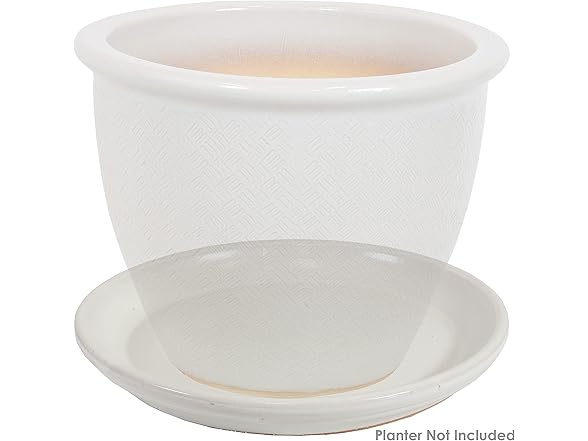 Sunnydaze Decor AP-012 2 Ceramic Saucers 12in Pearl