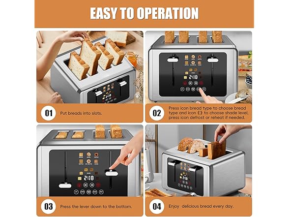 WUNLY Touch screen Toaster 4 Slice