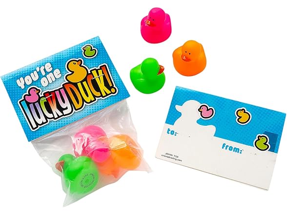 Fun Express 5 1/2" Mini Neon Ducks Lucky Duck Exchange Packs