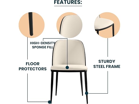 LeisureMod TCBL18W Tule Dining Chair Black/White