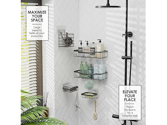 Clara Clark Shower Caddy Adhesive Organizer 5Pk