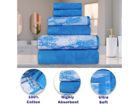 Superior Cotton Marble Jacquard Rope Border Towel Set