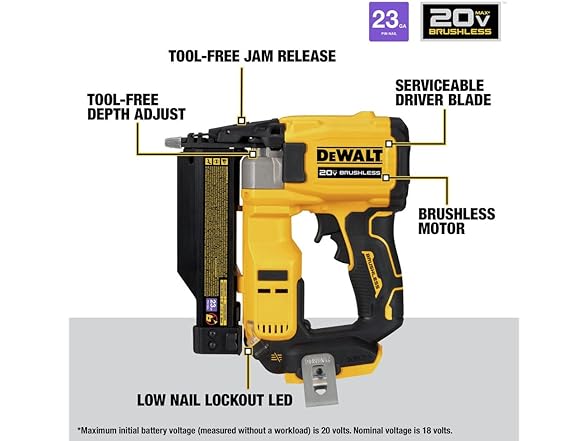 DEWALT DCN623B ATOMIC 20V Lithium Ion Pin Nailer
