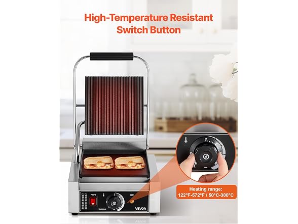 VEVOR Commercial Panini Grill, 1800W