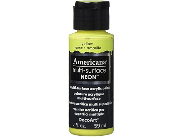 DecoArt Americana Multi-Surface Neon Paint, 2-Ounce, Yellow