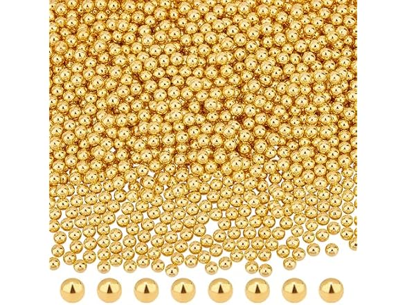 OLYCRAFT 2400Pcs 4mm Mini Golden Pearl Beads
