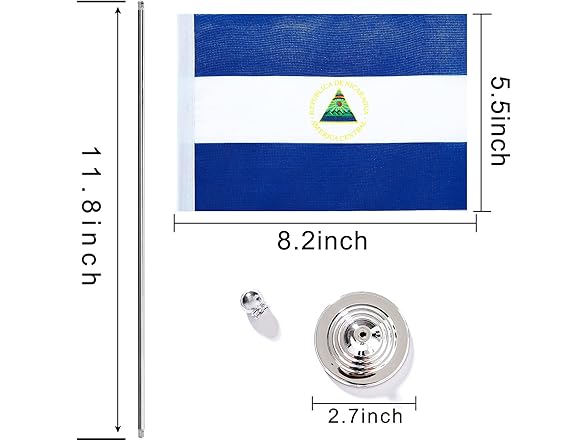 Nicaragua Flag Table Flag 2Pk w/Stand