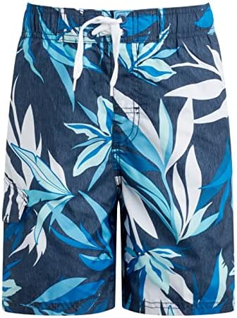 Kanu Surf Boys' YOLO Quick Dry UPF 50+ Beach Swim Trunk, Seaweeds Navy/Royal, 7