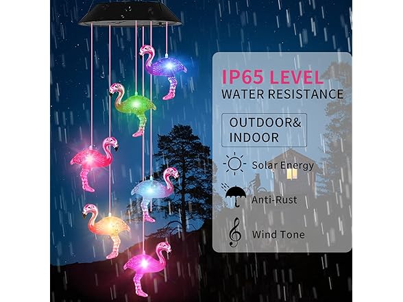 AIONASA Solar Flamingo Wind Chimes