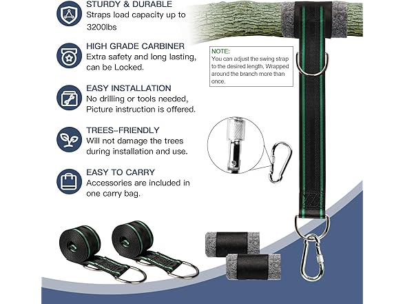 KOMUSMO 10FT Tree Swing Hanging Straps Kit