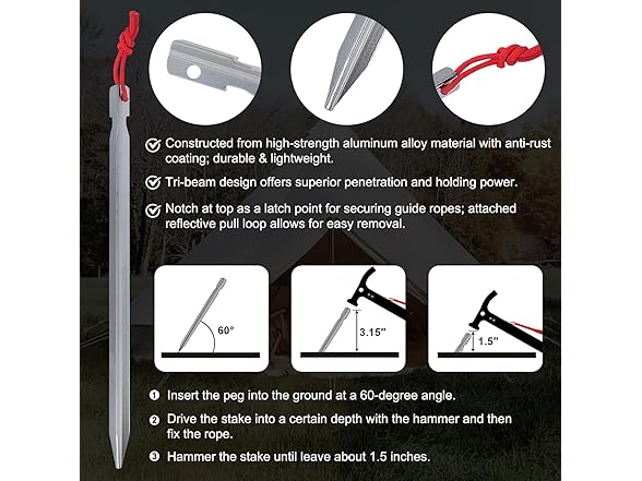 Eurmax Tent Stakes & Hammer Set