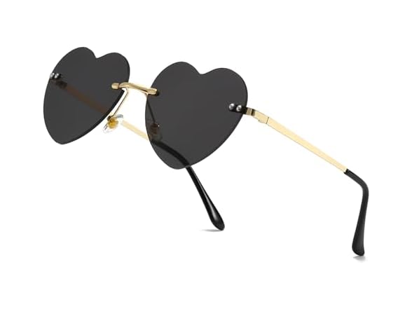 SUNBSR Rimless Heart Sunglasses