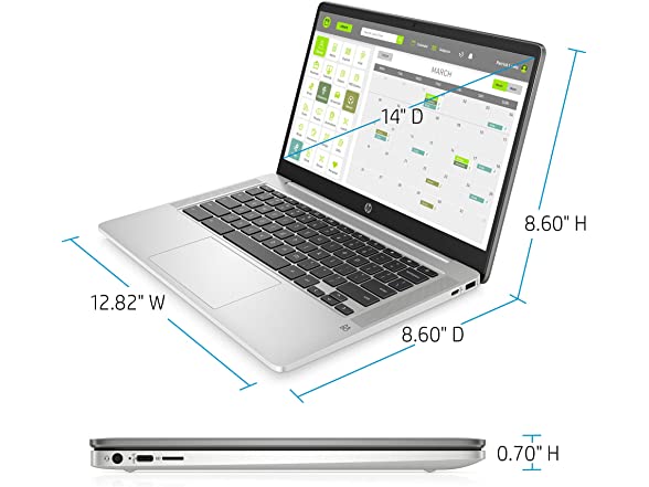 HP Chromebook 14-inch HD Laptop, Intel Celeron N4000, 4 GB R (Open Box)