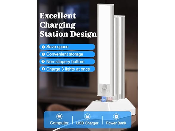 VerRon 12in Under Cabinet Lights w Charging Station