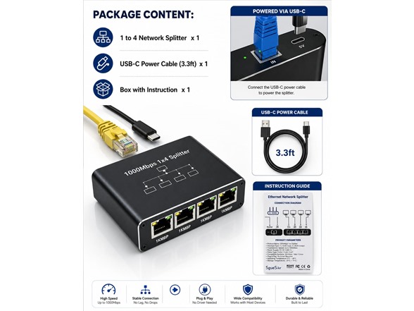 RJ45 Gigabit Ethernet Splitter