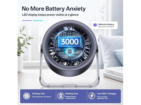 Coolhill USB Desk Fan 100-Speed Quiet - Gallery 7