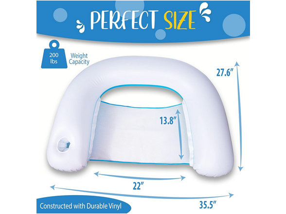 Zone Tech PA0014 Inflatable 2 Pool Chairs White/Blue