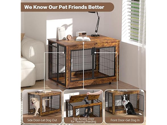 EasyCom Dog Crate Furniture, 41.33" Extra Large