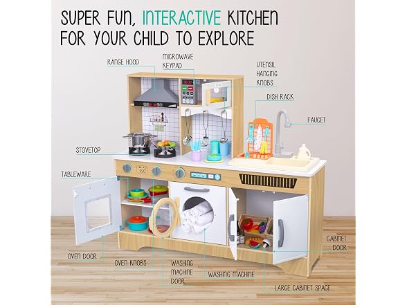 Wide Kitchen Set with Laundry Natural