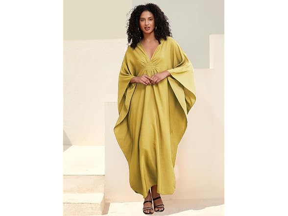 Edolynsa Women (OS) Casual Kaftan Beach Up Dress