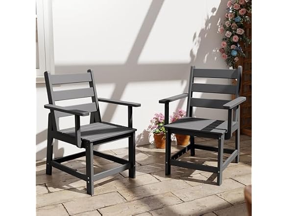 GREENVINES HDPE Outdoor Dining Chairs Set of 2, Armless Chair, Black