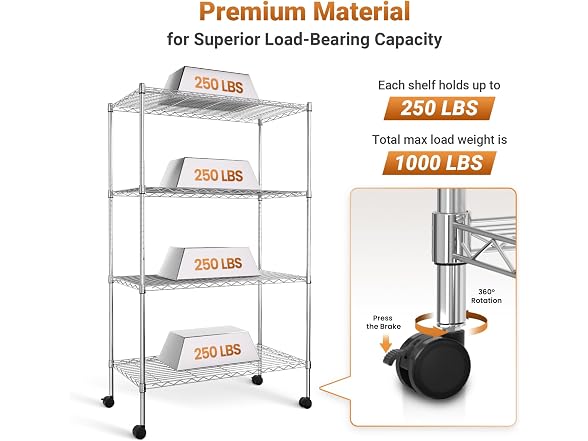 YSSOA Heavy Duty 4-Tier Shelving