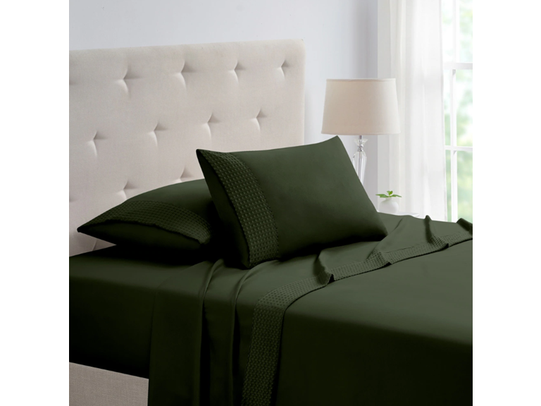 Rayon From Bamboo 4Pc 1800 Count Waffle Hem Sheet Set - Gallery 15