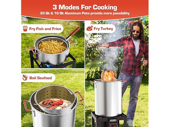 NUUK 30QT Turkey Fryer & 10QT Fish Fryer Combo Kit