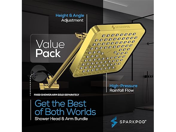 6" Square Rain Shower Head & Arm