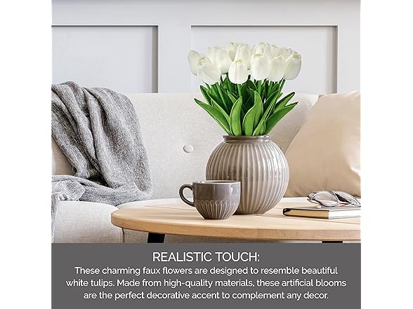 Mikasa Artificial White Tulip Bouquet, Set of 20