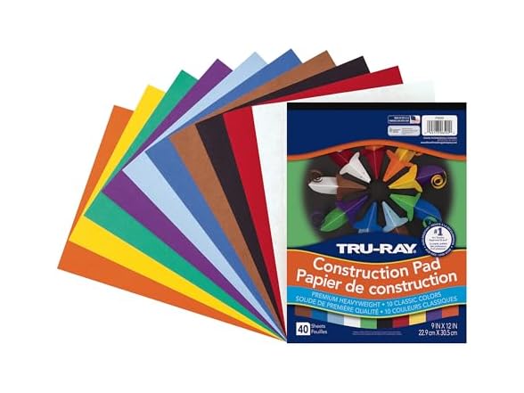 Tru-Ray Heavyweight Construction Paper Pad, 10 Colors