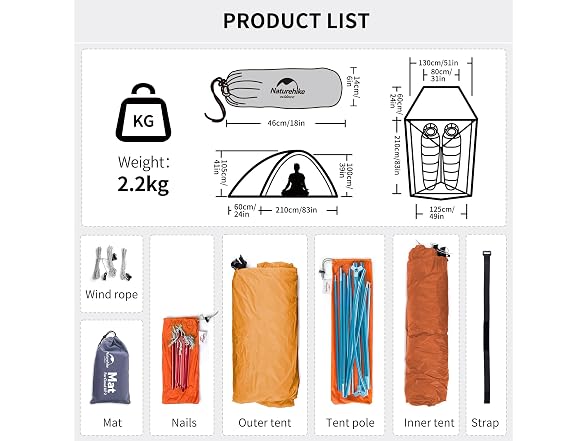 Naturehike Cloud-Up 3 Ultralight Tent, 3-Person