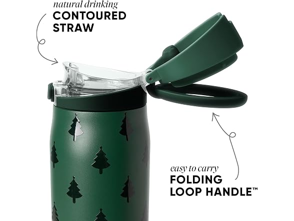 Simple Modern Christmas Water Bottle with Straw & Handle | 24oz | Trees