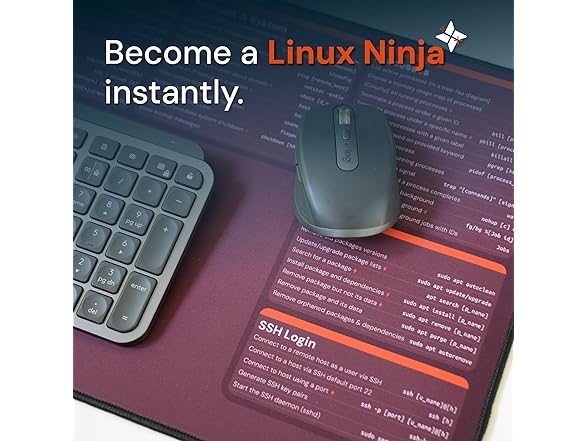 Keybeak Linux Command Mouse Pad, 31.5x11.8"