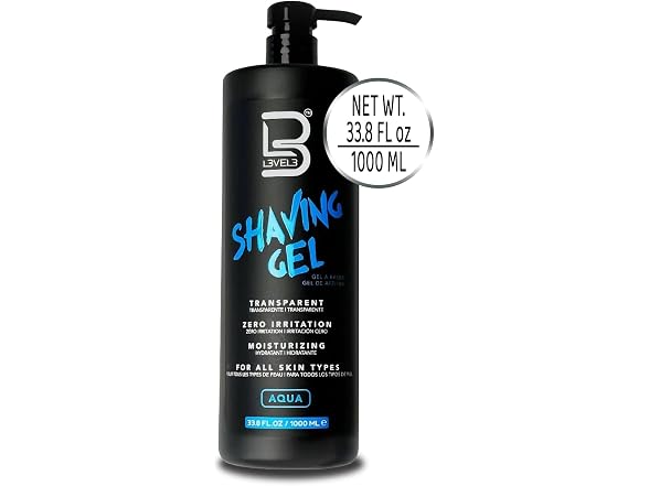 Level 3 Transparent Shaving Gel, Aqua, 33.8 oz