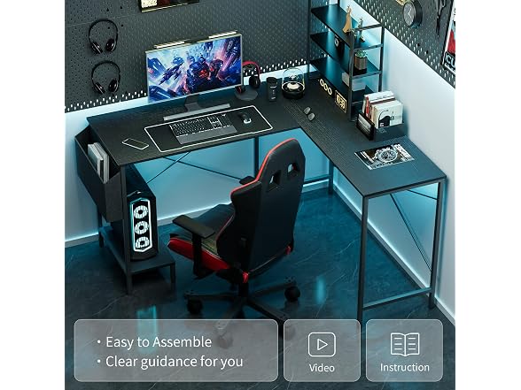 Simple Deluxe L Shaped Desk Gaming Computer