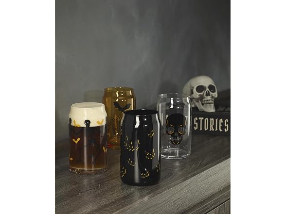 Oneida Vintro Halloween Can Cooler Glasses, 16oz, Set of 4